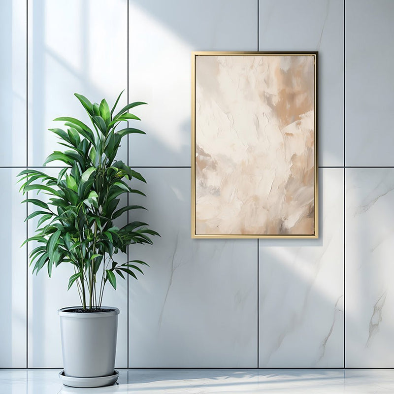 Canvas Wall Art Stretched Over Wooden Frame with Floating Frame and Brown Smoke Painting CV4134 - Al Rugaib Furniture