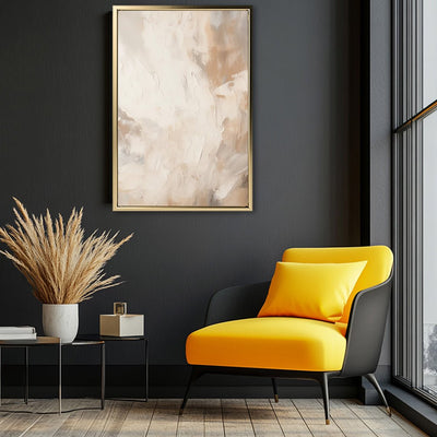 Canvas Wall Art Stretched Over Wooden Frame with Floating Frame and Brown Smoke Painting CV4134 - Al Rugaib Furniture