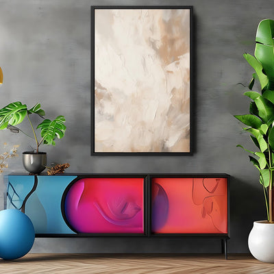 Canvas Wall Art Stretched Over Wooden Frame with Floating Frame and Brown Smoke Painting CV4134 - Al Rugaib Furniture