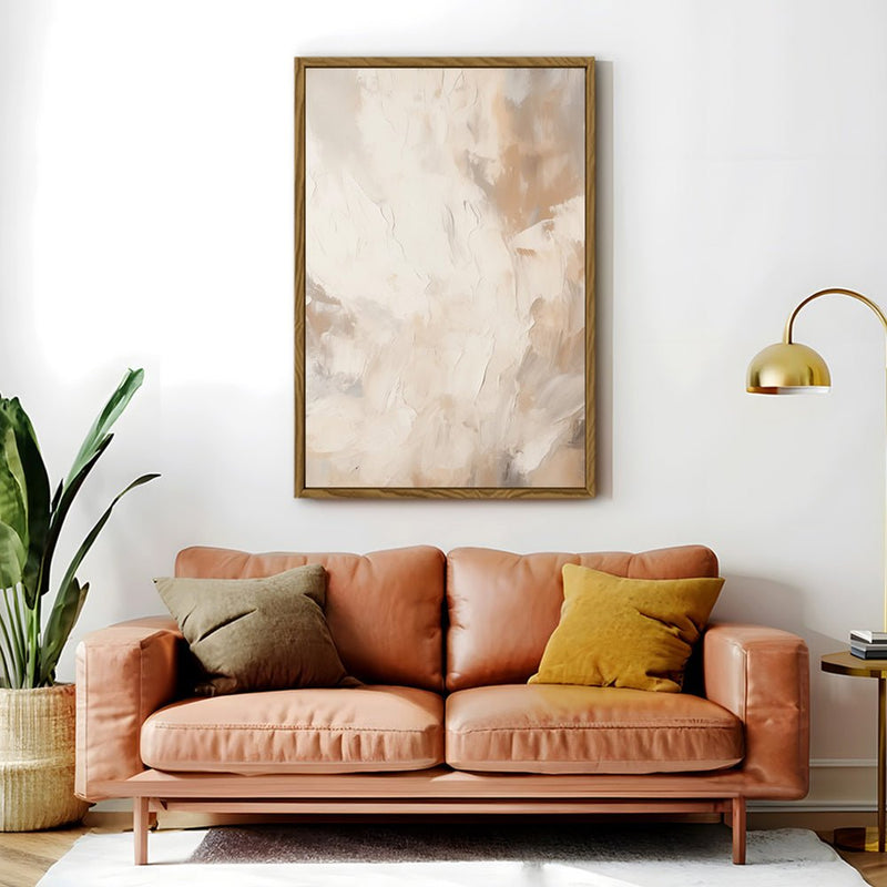 Canvas Wall Art Stretched Over Wooden Frame with Floating Frame and Brown Smoke Painting CV4134 - Al Rugaib Furniture