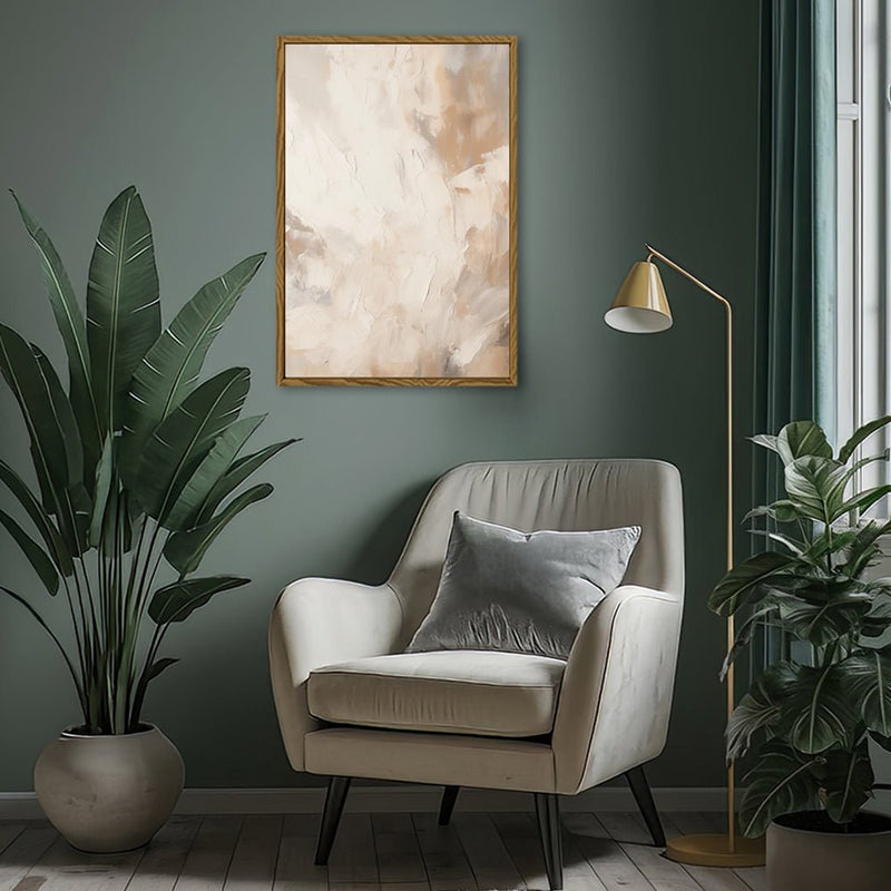 Canvas Wall Art Stretched Over Wooden Frame with Floating Frame and Brown Smoke Painting CV4134 - Al Rugaib Furniture