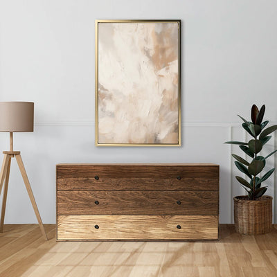 Canvas Wall Art Stretched Over Wooden Frame with Floating Frame and Brown Smoke Painting CV4134 - Al Rugaib Furniture