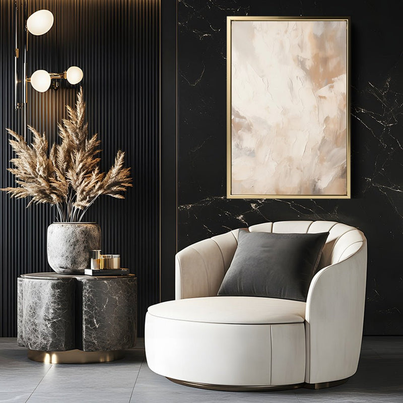 Canvas Wall Art Stretched Over Wooden Frame with Floating Frame and Brown Smoke Painting CV4134 - Al Rugaib Furniture