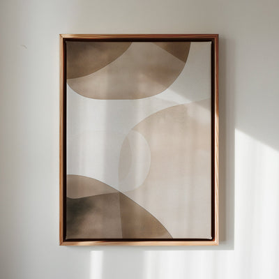 Canvas Wall Art Stretched Over Wooden Frame with Floating Frame and Brown Squares Abstract Painting CV4135 - Al Rugaib Furniture