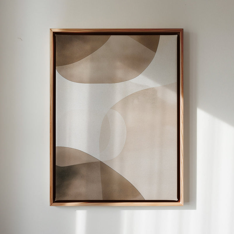 Canvas Wall Art Stretched Over Wooden Frame with Floating Frame and Brown Squares Abstract Painting CV4135 - Al Rugaib Furniture