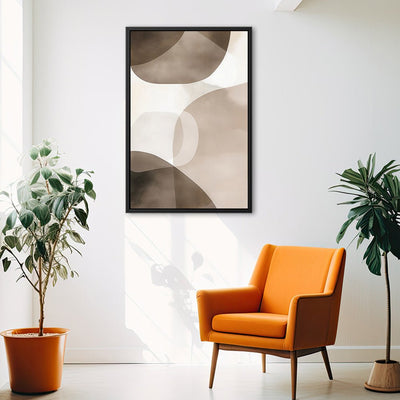 Canvas Wall Art Stretched Over Wooden Frame with Floating Frame and Brown Squares Abstract Painting CV4135 - Al Rugaib Furniture