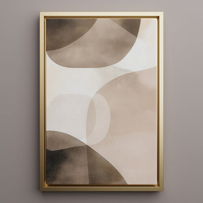 Canvas Wall Art Stretched Over Wooden Frame with Floating Frame and Brown Squares Abstract Painting CV4135 - Al Rugaib Furniture