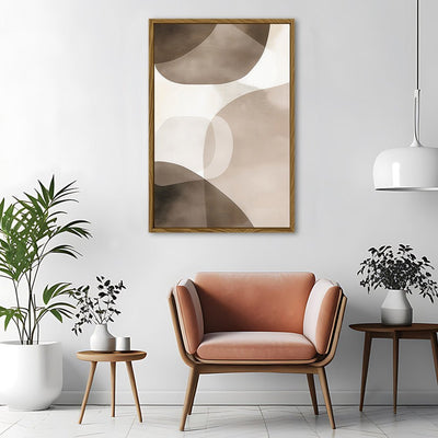 Canvas Wall Art Stretched Over Wooden Frame with Floating Frame and Brown Squares Abstract Painting CV4135 - Al Rugaib Furniture