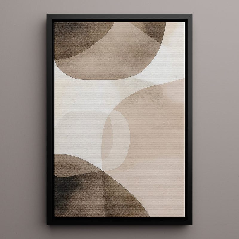 Canvas Wall Art Stretched Over Wooden Frame with Floating Frame and Brown Squares Abstract Painting CV4135 - Al Rugaib Furniture
