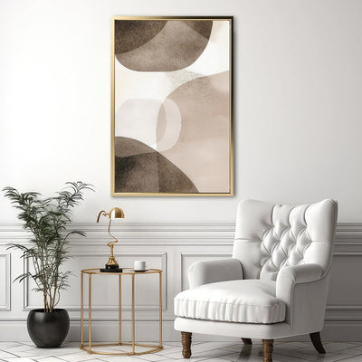 Canvas Wall Art Stretched Over Wooden Frame with Floating Frame and Brown Squares Abstract Painting CV4135 - Al Rugaib Furniture