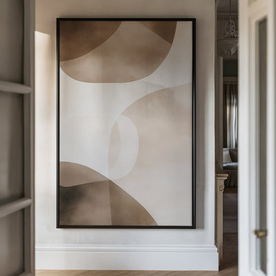 Canvas Wall Art Stretched Over Wooden Frame with Floating Frame and Brown Squares Abstract Painting CV4135 - Al Rugaib Furniture