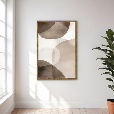 Canvas Wall Art Stretched Over Wooden Frame with Floating Frame and Brown Squares Abstract Painting CV4135 - Al Rugaib Furniture
