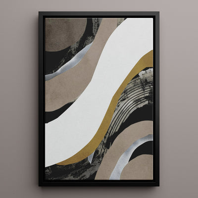 Canvas Wall Art Stretched Over Wooden Frame with Floating Frame and Brown Waves Abstract Painting CV4137 - Al Rugaib Furniture