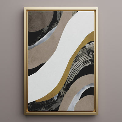 Canvas Wall Art Stretched Over Wooden Frame with Floating Frame and Brown Waves Abstract Painting CV4137 - Al Rugaib Furniture