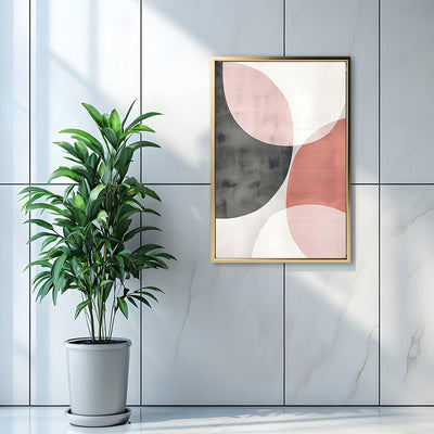 Canvas Wall Art Stretched Over Wooden Frame with Floating Frame and Circles Abstract Painting CV4139 - Al Rugaib Furniture