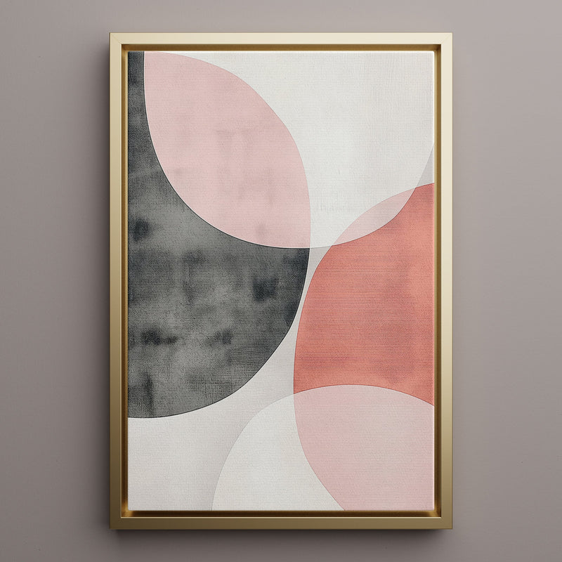 Canvas Wall Art Stretched Over Wooden Frame with Floating Frame and Circles Abstract Painting CV4139 - Al Rugaib Furniture