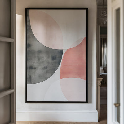 Canvas Wall Art Stretched Over Wooden Frame with Floating Frame and Circles Abstract Painting CV4139 - Al Rugaib Furniture