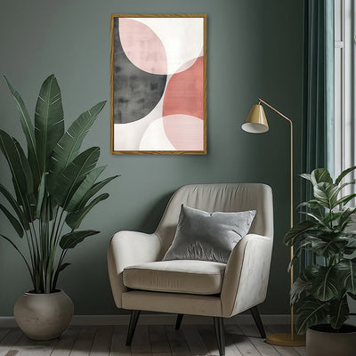 Canvas Wall Art Stretched Over Wooden Frame with Floating Frame and Circles Abstract Painting CV4139 - Al Rugaib Furniture