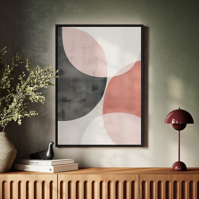 Canvas Wall Art Stretched Over Wooden Frame with Floating Frame and Circles Abstract Painting CV4139 - Al Rugaib Furniture