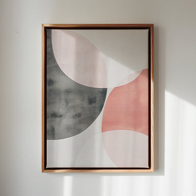 Canvas Wall Art Stretched Over Wooden Frame with Floating Frame and Circles Abstract Painting CV4139 - Al Rugaib Furniture