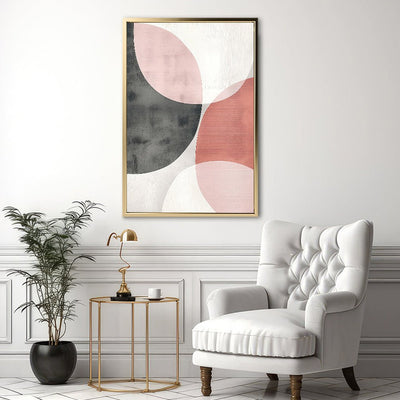 Canvas Wall Art Stretched Over Wooden Frame with Floating Frame and Circles Abstract Painting CV4139 - Al Rugaib Furniture