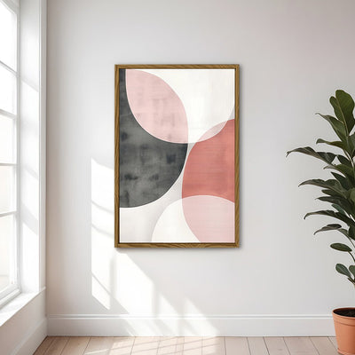 Canvas Wall Art Stretched Over Wooden Frame with Floating Frame and Circles Abstract Painting CV4139 - Al Rugaib Furniture