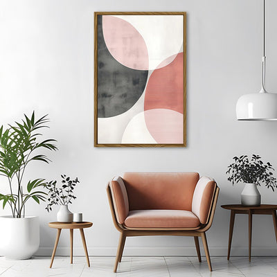 Canvas Wall Art Stretched Over Wooden Frame with Floating Frame and Circles Abstract Painting CV4139 - Al Rugaib Furniture