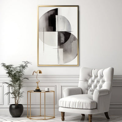 Canvas Wall Art Stretched Over Wooden Frame with Floating Frame and Circles Painting CV4138 - Al Rugaib Furniture