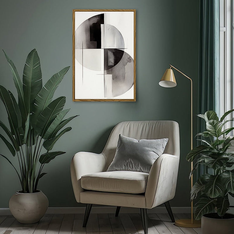 Canvas Wall Art Stretched Over Wooden Frame with Floating Frame and Circles Painting CV4138 - Al Rugaib Furniture