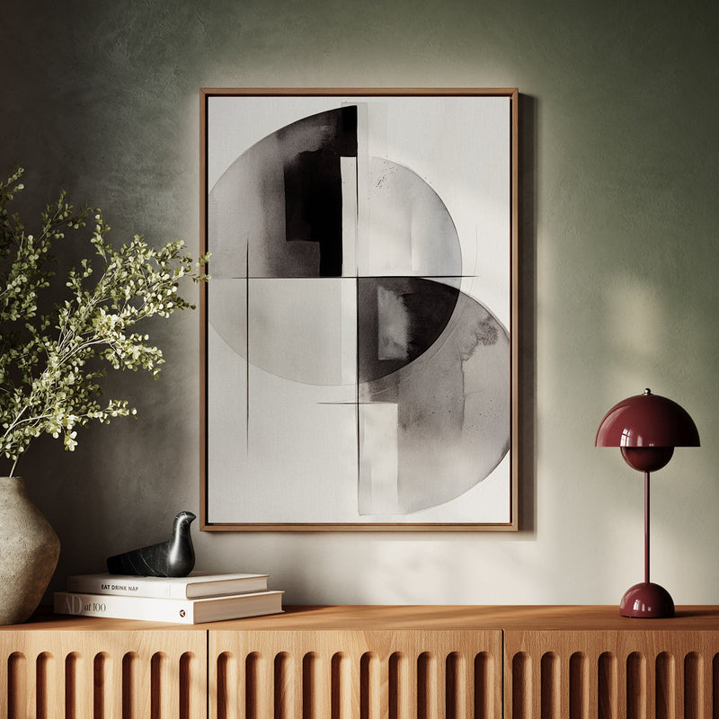 Canvas Wall Art Stretched Over Wooden Frame with Floating Frame and Circles Painting CV4138 - Al Rugaib Furniture