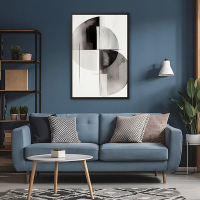 Canvas Wall Art Stretched Over Wooden Frame with Floating Frame and Circles Painting CV4138 - Al Rugaib Furniture