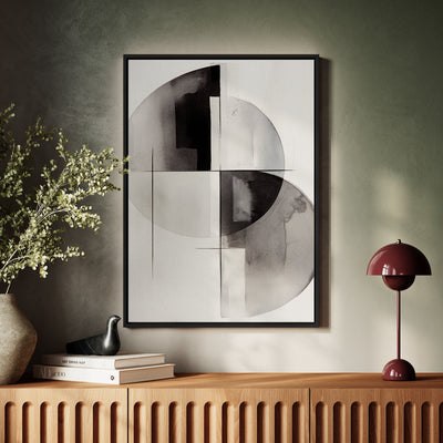 Canvas Wall Art Stretched Over Wooden Frame with Floating Frame and Circles Painting CV4138 - Al Rugaib Furniture