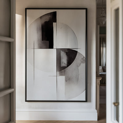 Canvas Wall Art Stretched Over Wooden Frame with Floating Frame and Circles Painting CV4138 - Al Rugaib Furniture