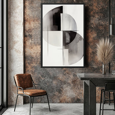 Canvas Wall Art Stretched Over Wooden Frame with Floating Frame and Circles Painting CV4138 - Al Rugaib Furniture