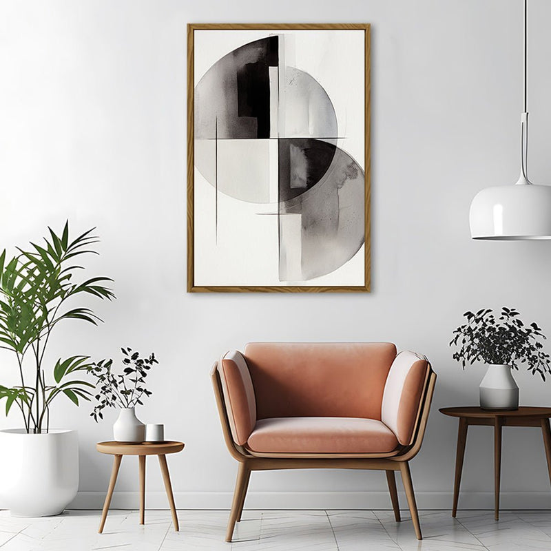 Canvas Wall Art Stretched Over Wooden Frame with Floating Frame and Circles Painting CV4138 - Al Rugaib Furniture