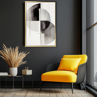 Canvas Wall Art Stretched Over Wooden Frame with Floating Frame and Circles Painting CV4138 - Al Rugaib Furniture