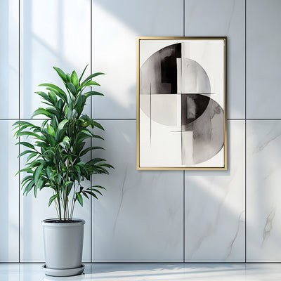 Canvas Wall Art Stretched Over Wooden Frame with Floating Frame and Circles Painting CV4138 - Al Rugaib Furniture