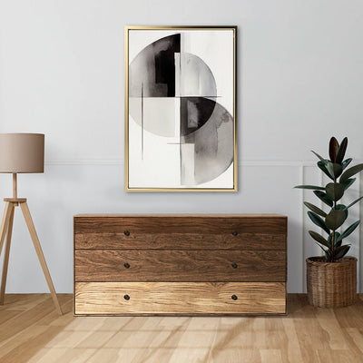 Canvas Wall Art Stretched Over Wooden Frame with Floating Frame and Circles Painting CV4138 - Al Rugaib Furniture