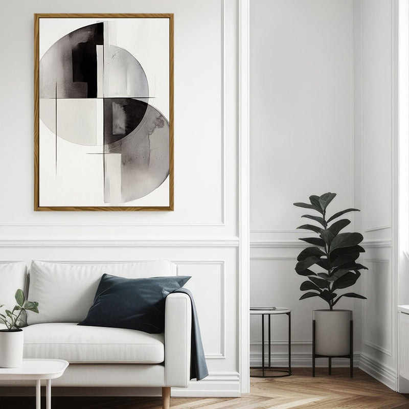 Canvas Wall Art Stretched Over Wooden Frame with Floating Frame and Circles Painting CV4138 - Al Rugaib Furniture