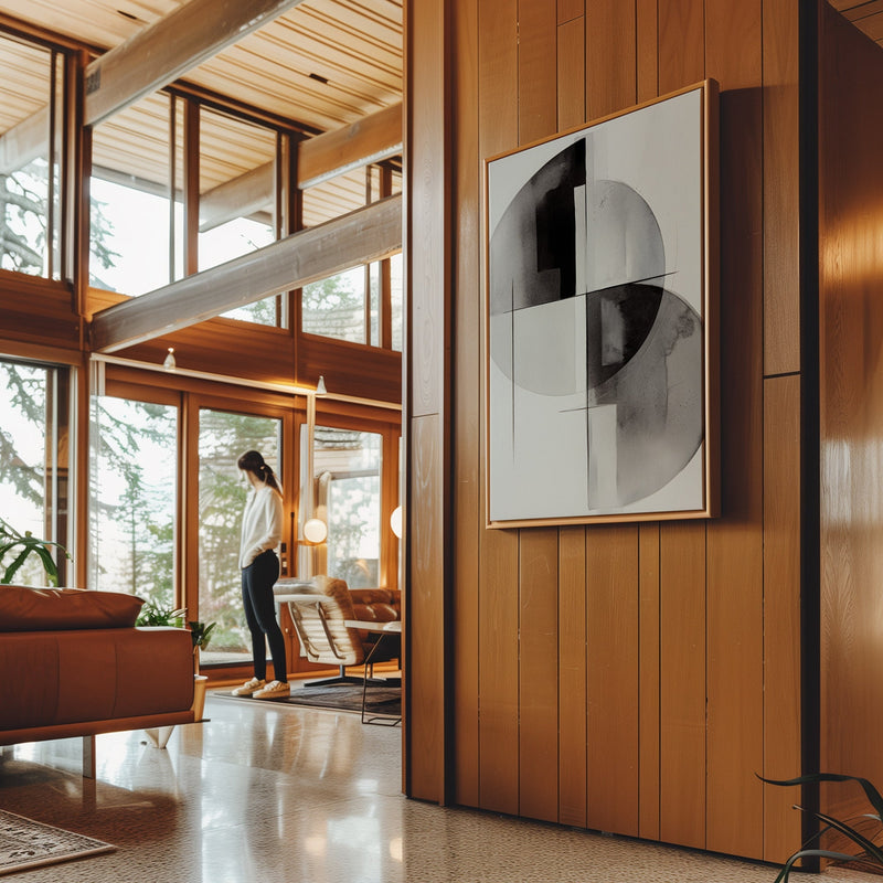 Canvas Wall Art Stretched Over Wooden Frame with Floating Frame and Circles Painting CV4138 - Al Rugaib Furniture