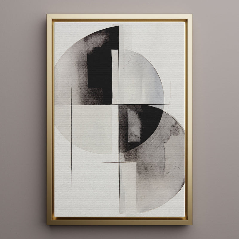 Canvas Wall Art Stretched Over Wooden Frame with Floating Frame and Circles Painting CV4138 - Al Rugaib Furniture