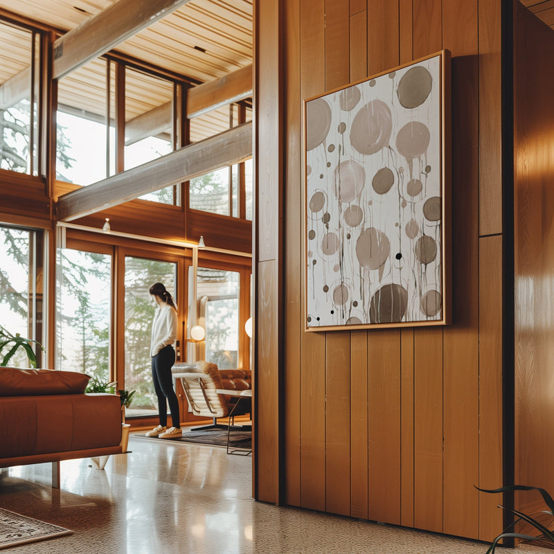 Canvas Wall Art Stretched Over Wooden Frame with Floating Frame and Circles Painting CV4140 - Al Rugaib Furniture