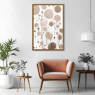 Canvas Wall Art Stretched Over Wooden Frame with Floating Frame and Circles Painting CV4140 - Al Rugaib Furniture