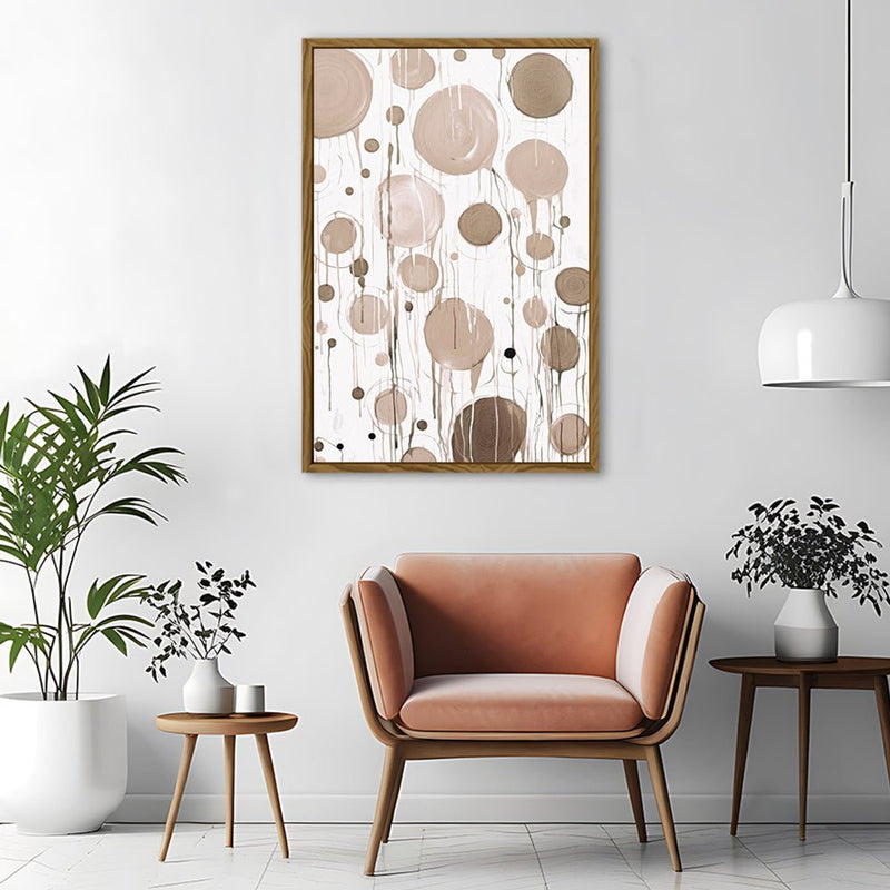 Canvas Wall Art Stretched Over Wooden Frame with Floating Frame and Circles Painting CV4140 - Al Rugaib Furniture
