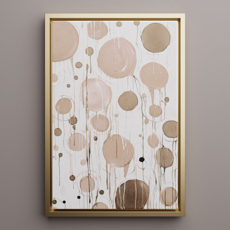 Canvas Wall Art Stretched Over Wooden Frame with Floating Frame and Circles Painting CV4140 - Al Rugaib Furniture