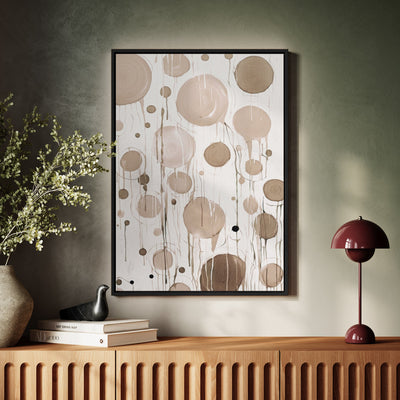 Canvas Wall Art Stretched Over Wooden Frame with Floating Frame and Circles Painting CV4140 - Al Rugaib Furniture