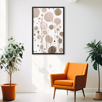 Canvas Wall Art Stretched Over Wooden Frame with Floating Frame and Circles Painting CV4140 - Al Rugaib Furniture