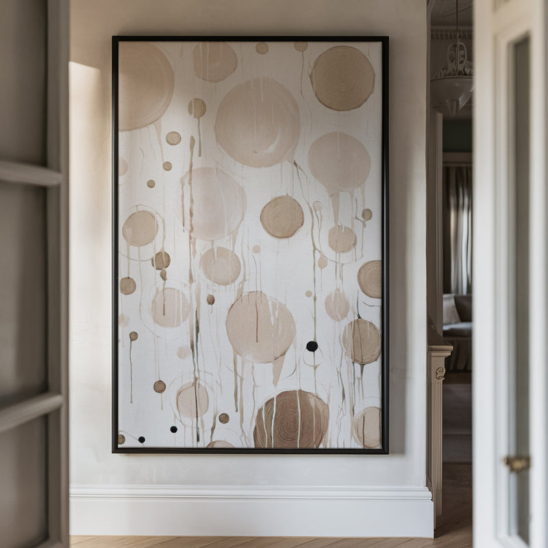 Canvas Wall Art Stretched Over Wooden Frame with Floating Frame and Circles Painting CV4140 - Al Rugaib Furniture