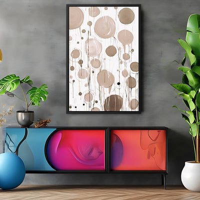 Canvas Wall Art Stretched Over Wooden Frame with Floating Frame and Circles Painting CV4140 - Al Rugaib Furniture