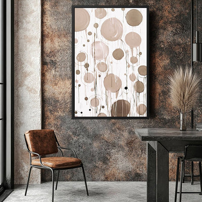 Canvas Wall Art Stretched Over Wooden Frame with Floating Frame and Circles Painting CV4140 - Al Rugaib Furniture